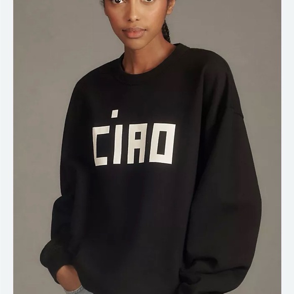 Clare V Tops - Clare V Black 'Ciao' Sweatshirt